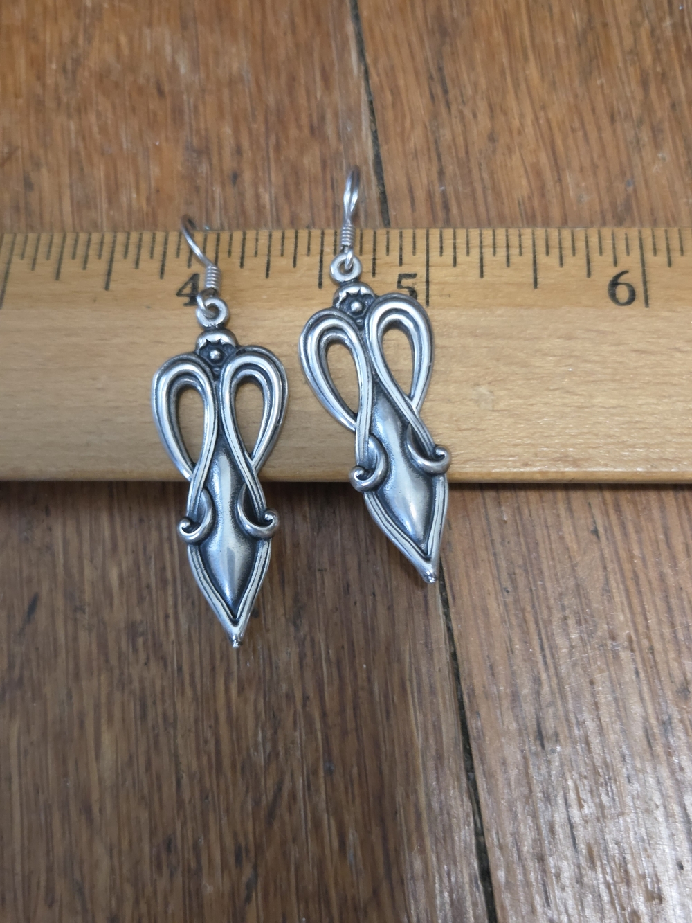 Sterling Silver Ornate Drop Earrings